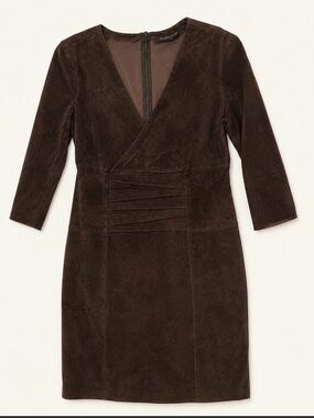 Dark Brown Suede Wrap-Front Dress, French fashion house “Jitrois”.